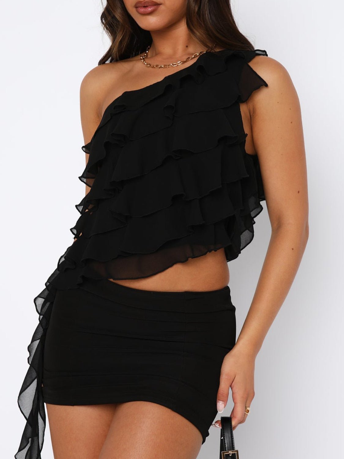 Layered Ruffled One Shoulder Tank - GirlyBayLayered Ruffled One Shoulder Tank100100205375130SBlackGirlyBayLayered Ruffled One Shoulder Tank