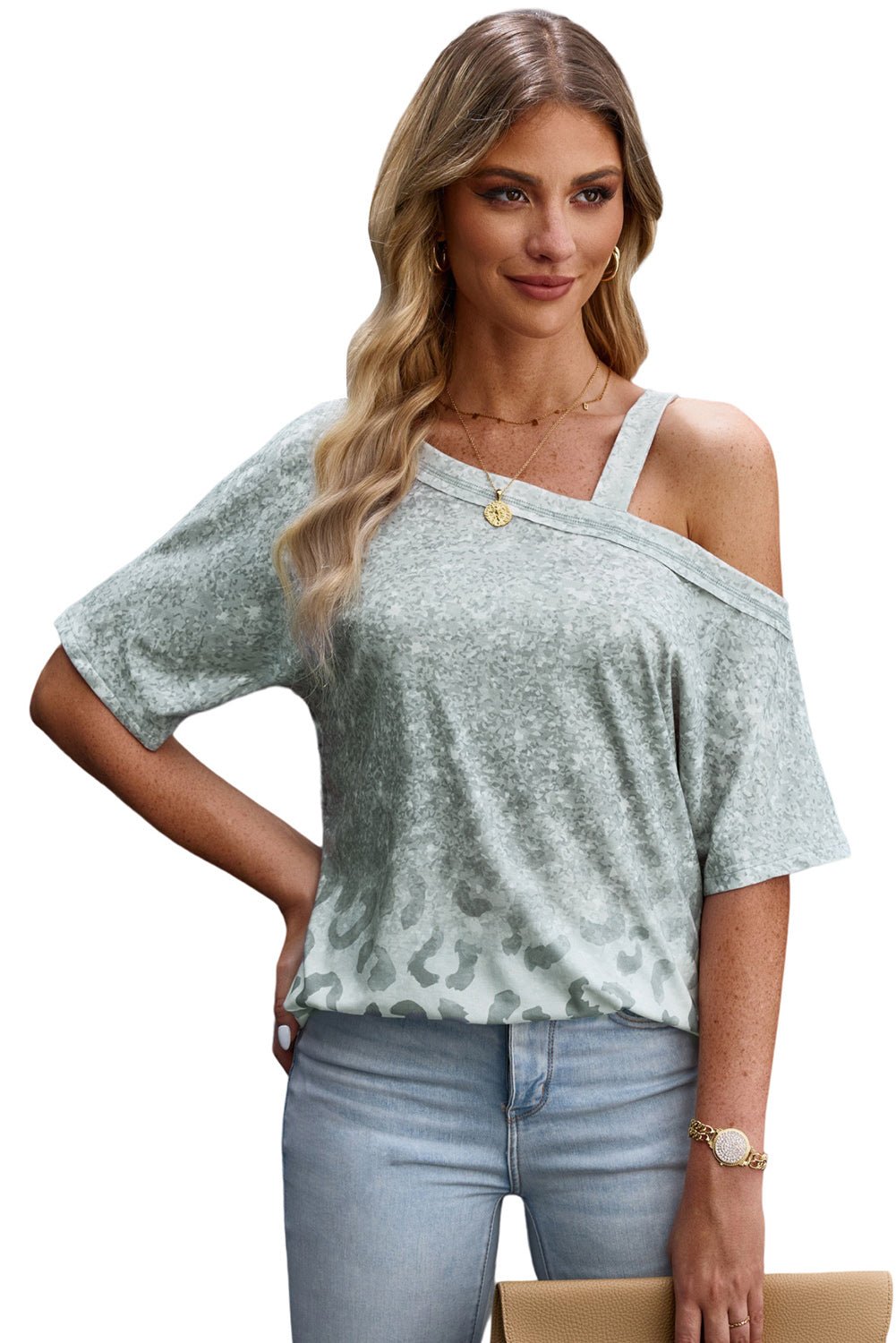 Leopard Asymmetrical Neck Cold - Shoulder Blouse - GirlyBayLeopard Asymmetrical Neck Cold - Shoulder Blouse100101756296225SCloudy BlueGirlyBayLeopard Asymmetrical Neck Cold - Shoulder Blouse