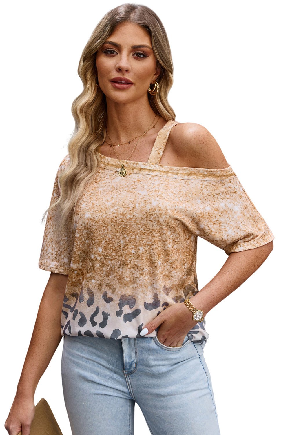 Leopard Asymmetrical Neck Cold - Shoulder Blouse - GirlyBayLeopard Asymmetrical Neck Cold - Shoulder Blouse100101756296572STanGirlyBayLeopard Asymmetrical Neck Cold - Shoulder Blouse