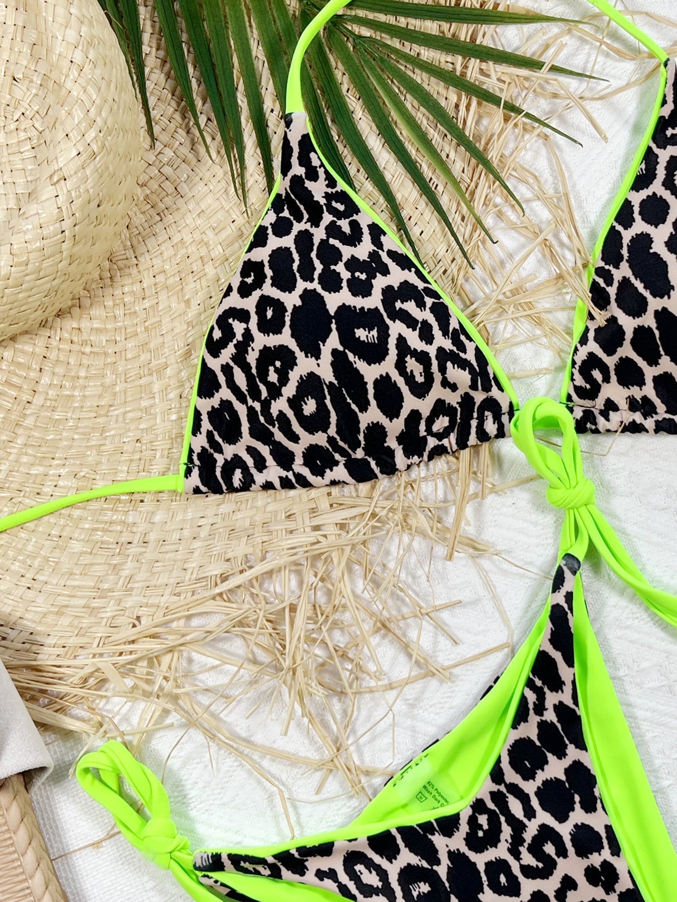 Leopard Print Halter Neck Tie Side Bikini SetBikinis & TankinisTrendsiGirlyBay100100456645028Green LeopardSDouble.T