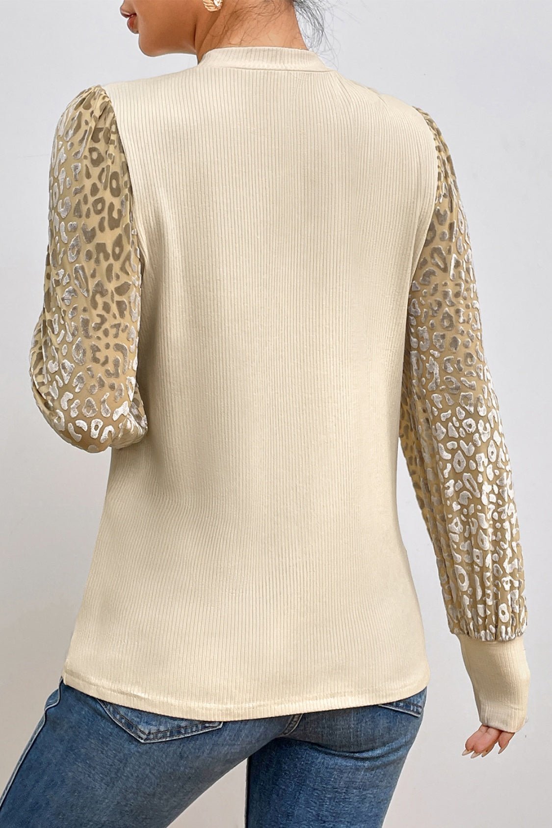 Leopard Print Long Sleeve Ribbed Knit Blouse - GirlyBayLeopard Print Long Sleeve Ribbed Knit Blouse100101017207686SApricotGirlyBayLeopard Print Long Sleeve Ribbed Knit Blouse