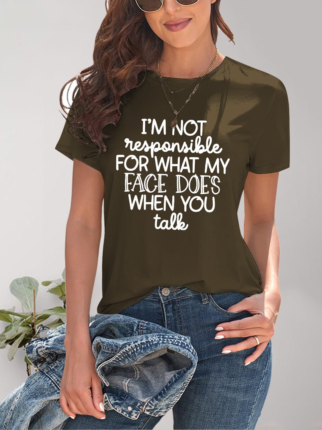Letter Graphic Round Neck Short Sleeve T-Shirt - GirlyBayLetter Graphic Round Neck Short Sleeve T-Shirt100100108871183SOlive BrownGirlyBayLetter Graphic Round Neck Short Sleeve T-Shirt