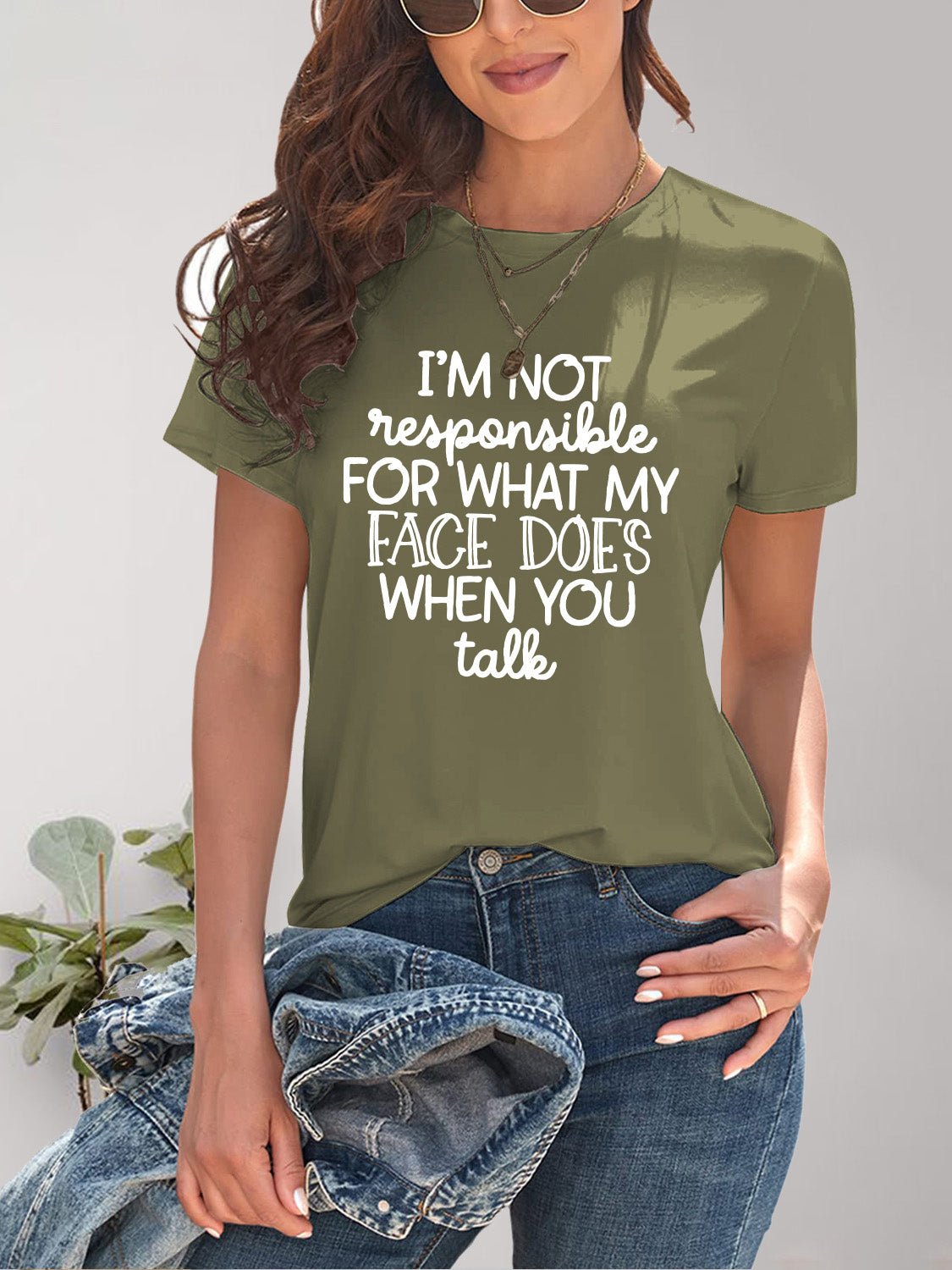 Letter Graphic Round Neck Short Sleeve T-Shirt - GirlyBayLetter Graphic Round Neck Short Sleeve T-Shirt100100108871479SMatcha GreenGirlyBayLetter Graphic Round Neck Short Sleeve T-Shirt