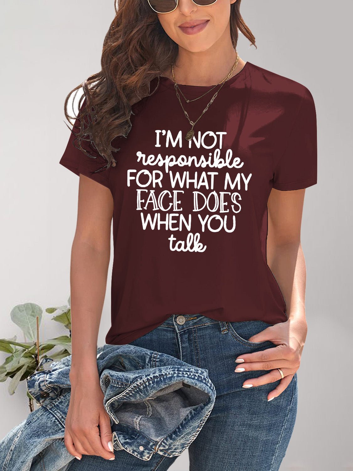 Letter Graphic Round Neck Short Sleeve T-Shirt - GirlyBayLetter Graphic Round Neck Short Sleeve T-Shirt100100108876189SBurgundyGirlyBayLetter Graphic Round Neck Short Sleeve T-Shirt