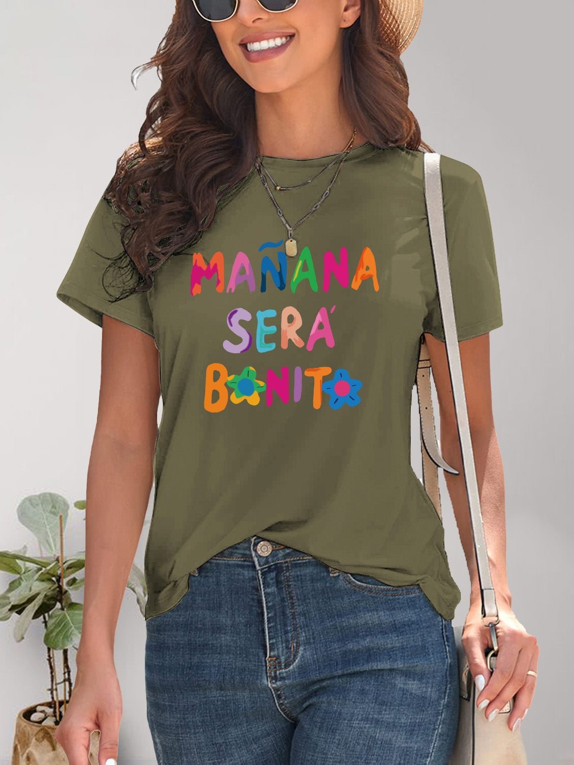 Letter Graphic Round Neck Short Sleeve T-Shirt - GirlyBayLetter Graphic Round Neck Short Sleeve T-Shirt100100919481676SMatcha GreenGirlyBayLetter Graphic Round Neck Short Sleeve T-Shirt