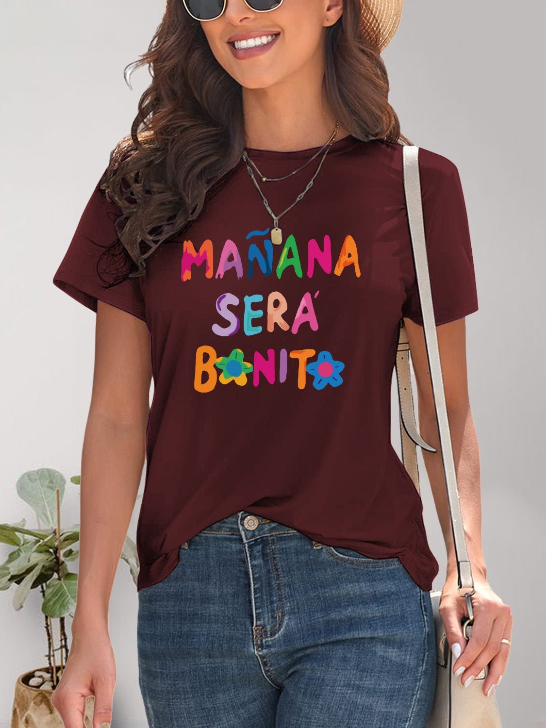 Letter Graphic Round Neck Short Sleeve T-Shirt - GirlyBayLetter Graphic Round Neck Short Sleeve T-Shirt100100919482620SBurgundyGirlyBayLetter Graphic Round Neck Short Sleeve T-Shirt