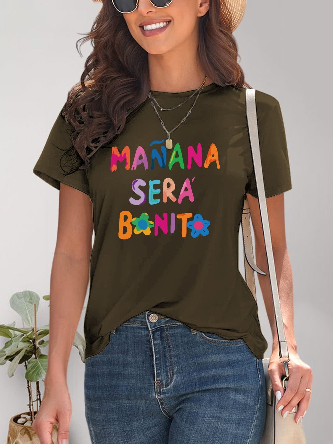 Letter Graphic Round Neck Short Sleeve T-Shirt - GirlyBayLetter Graphic Round Neck Short Sleeve T-Shirt100100919483136SArmy GreenGirlyBayLetter Graphic Round Neck Short Sleeve T-Shirt