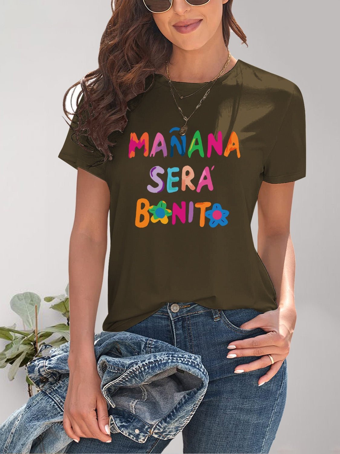 Letter Graphic Round Neck Short Sleeve T-Shirt - GirlyBayLetter Graphic Round Neck Short Sleeve T-Shirt100100919483136SArmy GreenGirlyBayLetter Graphic Round Neck Short Sleeve T-Shirt