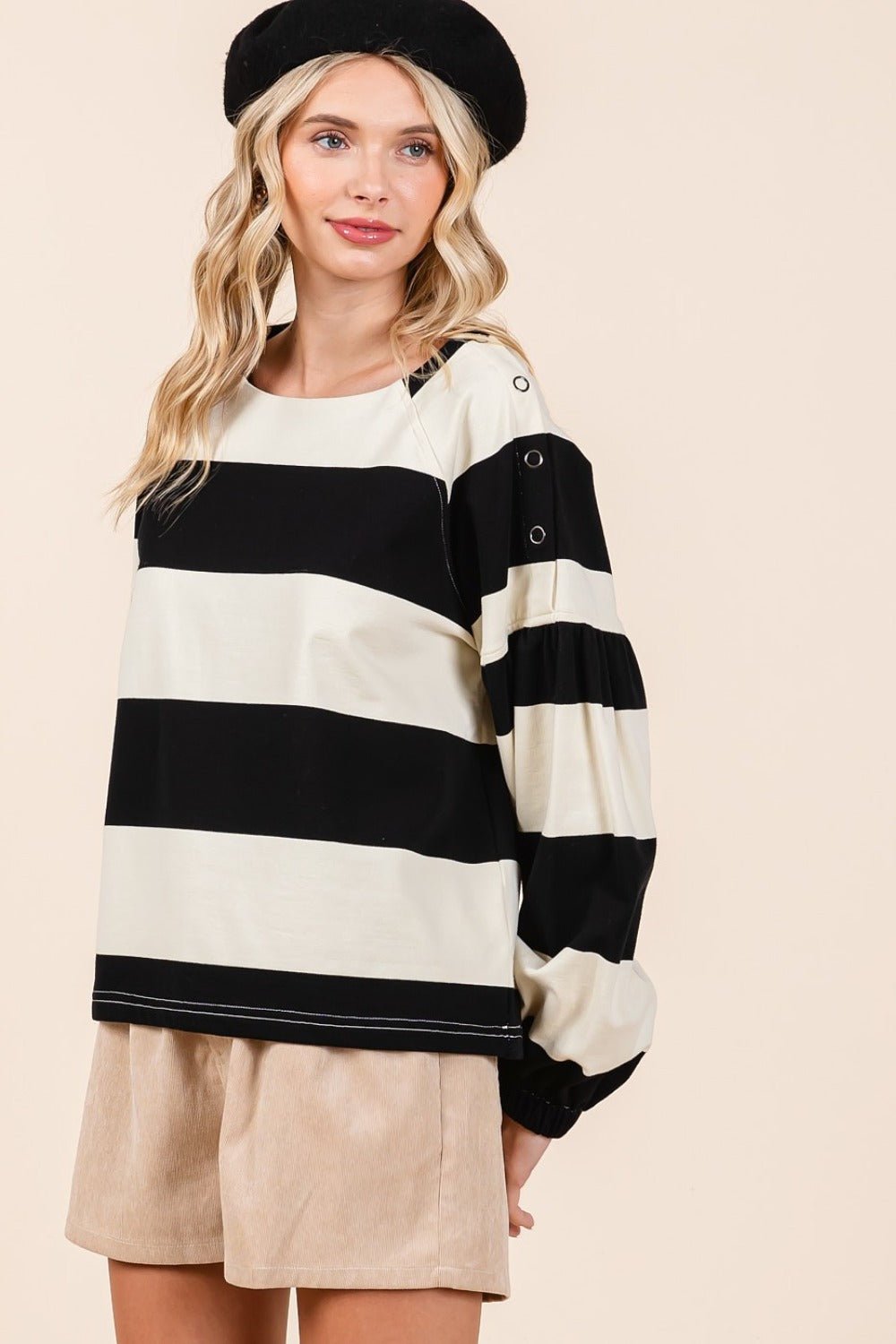 Mittoshop Striped Snap Shoulder Long Sleeve T-Shirt - GirlyBayT-ShirtMittoshop Striped Snap Shoulder Long Sleeve T-Shirt100100750771994SBlack/IvoryGirlyBayMittoshop Striped Snap Shoulder Long Sleeve T-Shirt