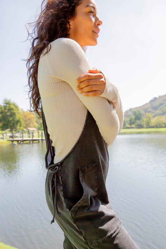 Mono B Drawstring Waist Spaghetti Strap Overalls with Pockets - GirlyBayJumpsuits & RompersMono B Drawstring Waist Spaghetti Strap Overalls with Pockets100100642651383SBlackGirlyBayMono B Drawstring Waist Spaghetti Strap Overalls with Pockets