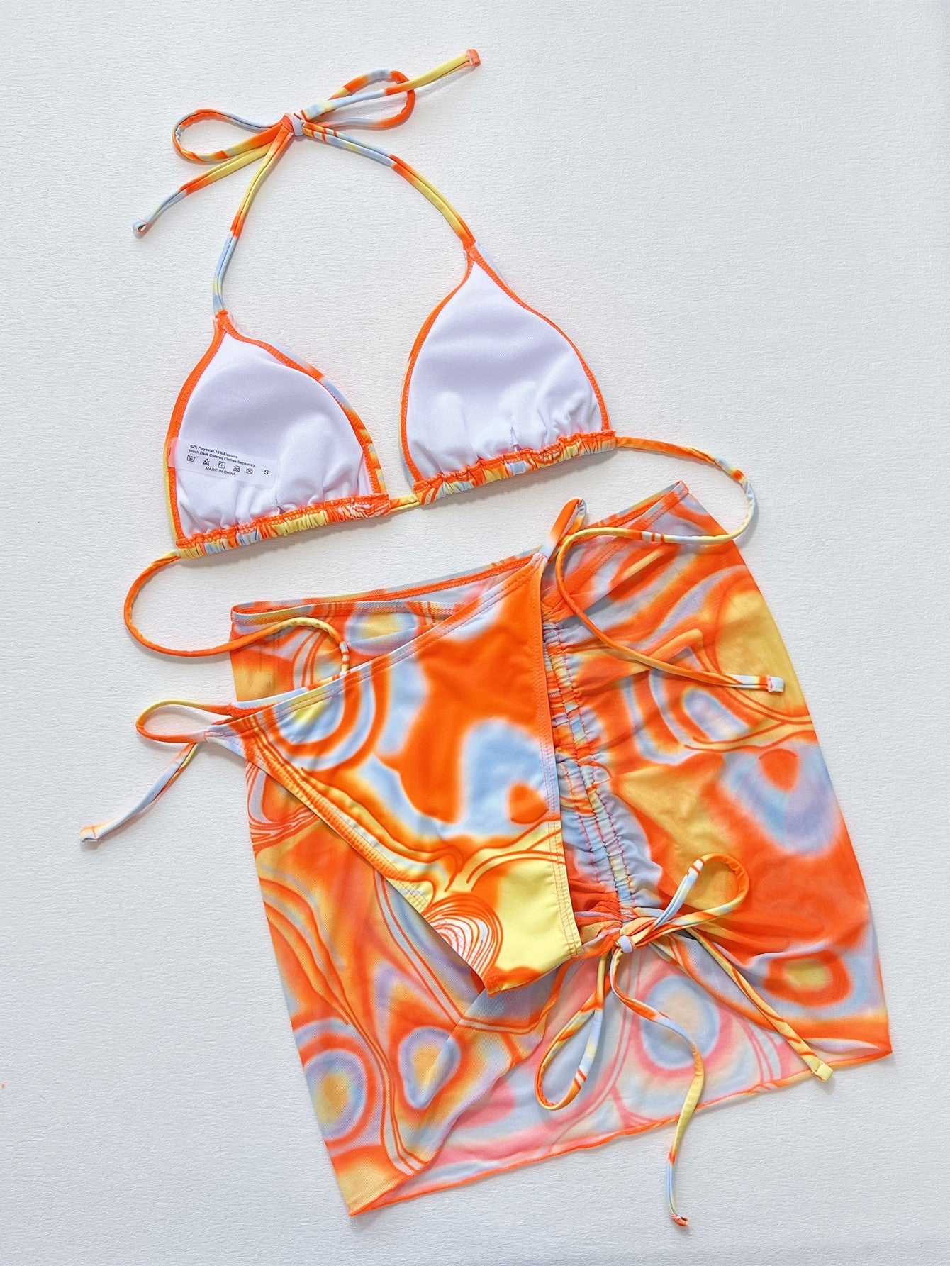 Multicolored Drawstring Ruched Three-Piece Swim SetBikinis & TankinisTrendsiGirlyBay100100558461471MulticolorSDouble.T