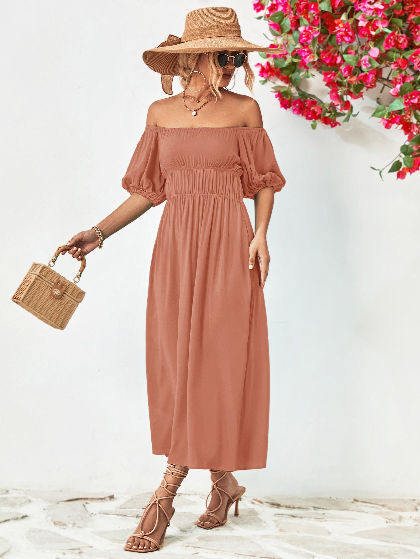 Off - Shoulder Balloon Sleeve Midi Dress - GirlyBayCocktail DressesOff - Shoulder Balloon Sleeve Midi Dress100100246454428SDusty PinkGirlyBayOff - Shoulder Balloon Sleeve Midi Dress
