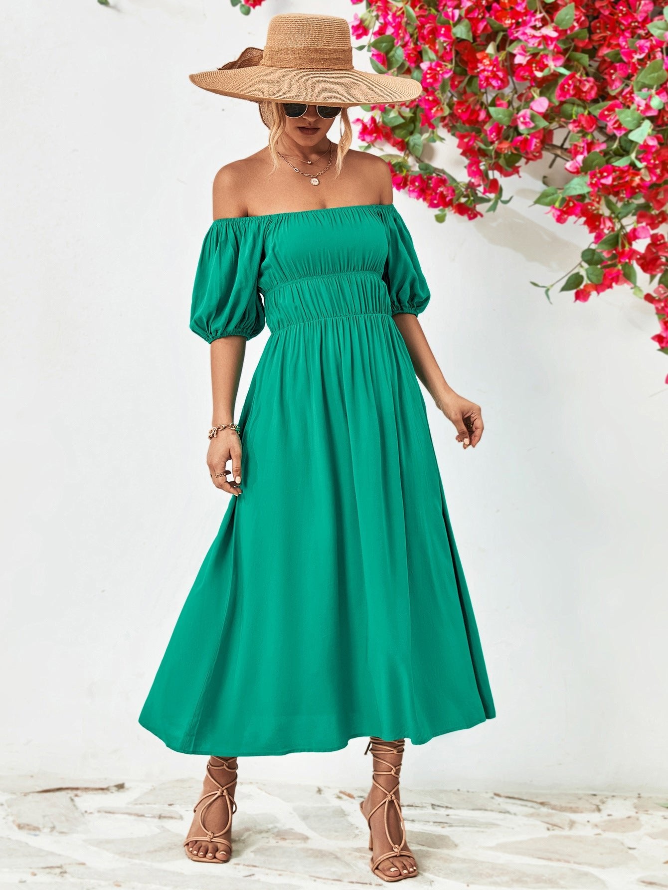 Off - Shoulder Balloon Sleeve Midi Dress - GirlyBayCocktail DressesOff - Shoulder Balloon Sleeve Midi Dress100100246456311STurquoiseGirlyBayOff - Shoulder Balloon Sleeve Midi Dress