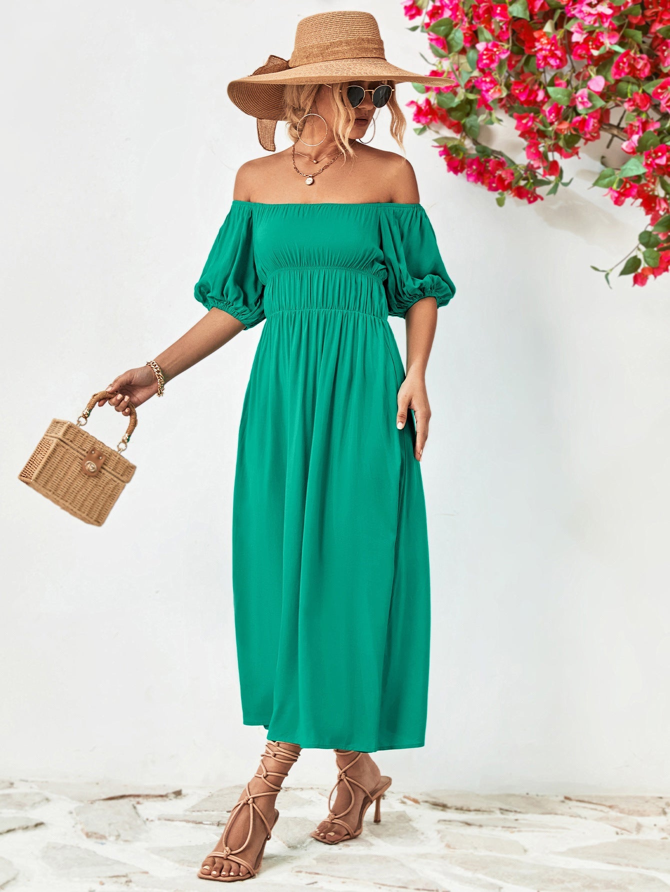 Off - Shoulder Balloon Sleeve Midi Dress - GirlyBayCocktail DressesOff - Shoulder Balloon Sleeve Midi Dress100100246456311STurquoiseGirlyBayOff - Shoulder Balloon Sleeve Midi Dress