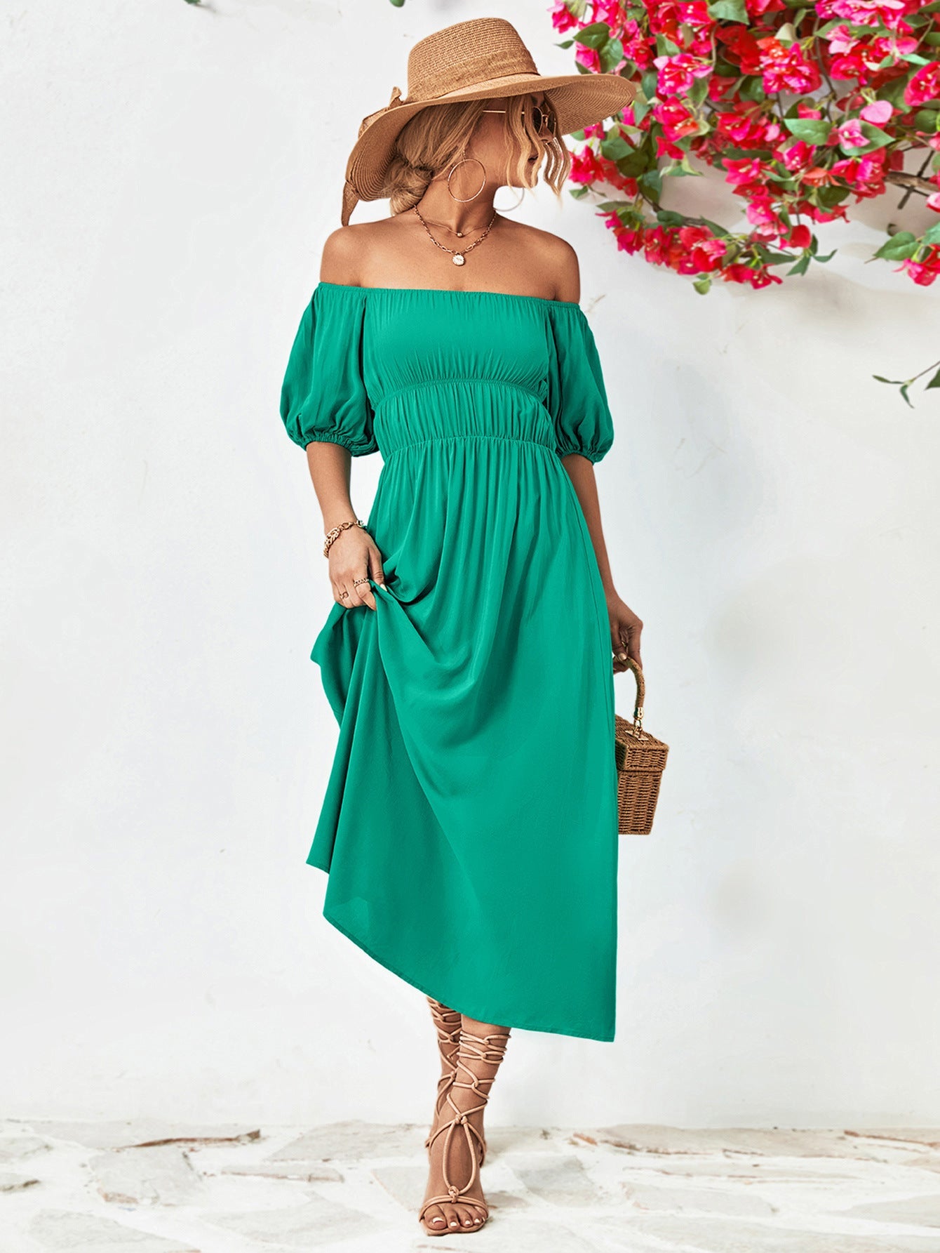 Off - Shoulder Balloon Sleeve Midi Dress - GirlyBayCocktail DressesOff - Shoulder Balloon Sleeve Midi Dress100100246456311STurquoiseGirlyBayOff - Shoulder Balloon Sleeve Midi Dress