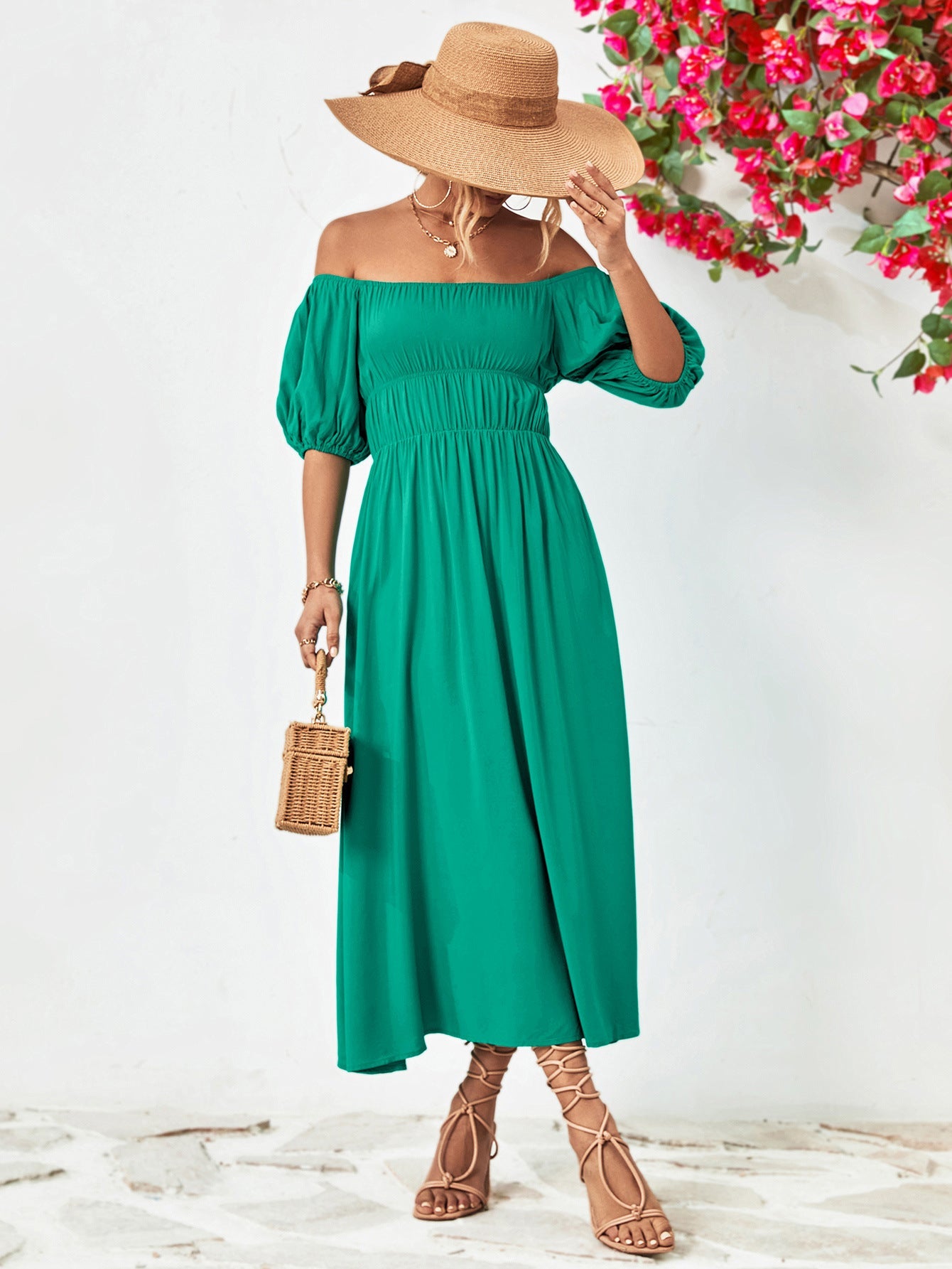 Off - Shoulder Balloon Sleeve Midi Dress - GirlyBayCocktail DressesOff - Shoulder Balloon Sleeve Midi Dress100100246456311STurquoiseGirlyBayOff - Shoulder Balloon Sleeve Midi Dress