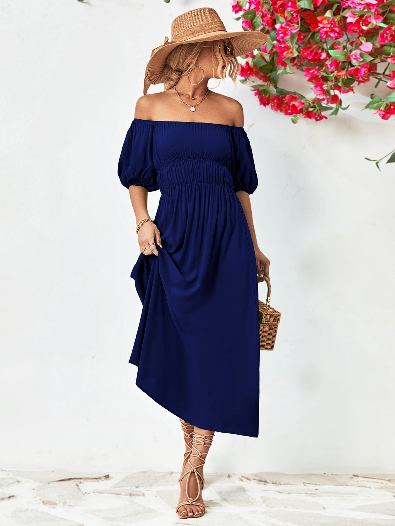 Off - Shoulder Balloon Sleeve Midi Dress - GirlyBayCocktail DressesOff - Shoulder Balloon Sleeve Midi Dress100100246459750SDark BlueGirlyBayOff - Shoulder Balloon Sleeve Midi Dress