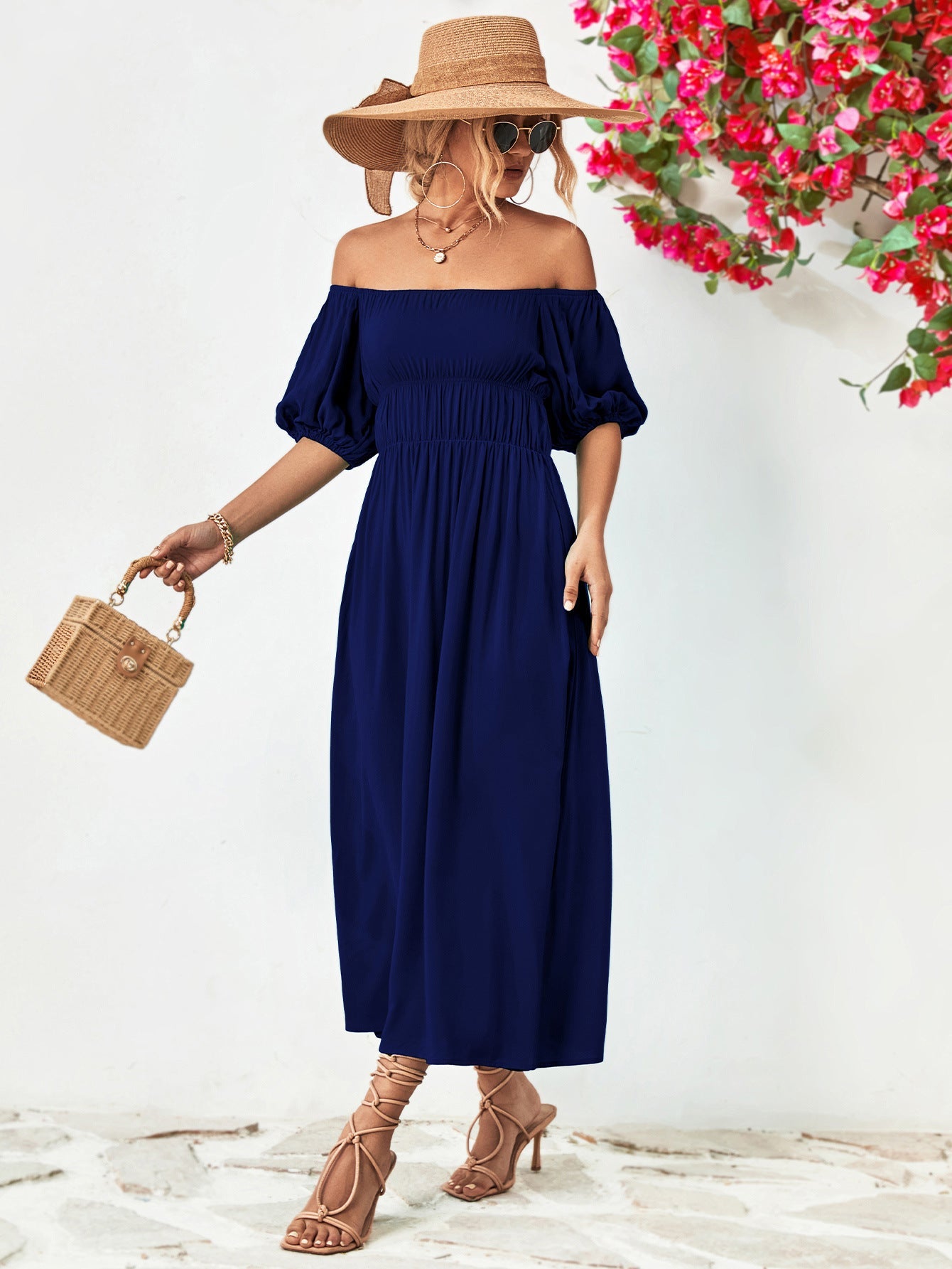 Off - Shoulder Balloon Sleeve Midi Dress - GirlyBayCocktail DressesOff - Shoulder Balloon Sleeve Midi Dress100100246459750SDark BlueGirlyBayOff - Shoulder Balloon Sleeve Midi Dress