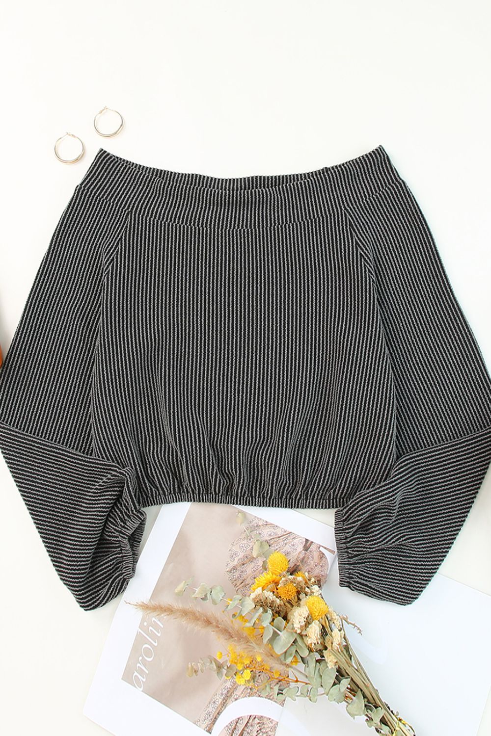 Off - Shoulder Long Sleeve Top - GirlyBayOff - Shoulder Long Sleeve Top100100141001395MDark GrayGirlyBayOff - Shoulder Long Sleeve Top