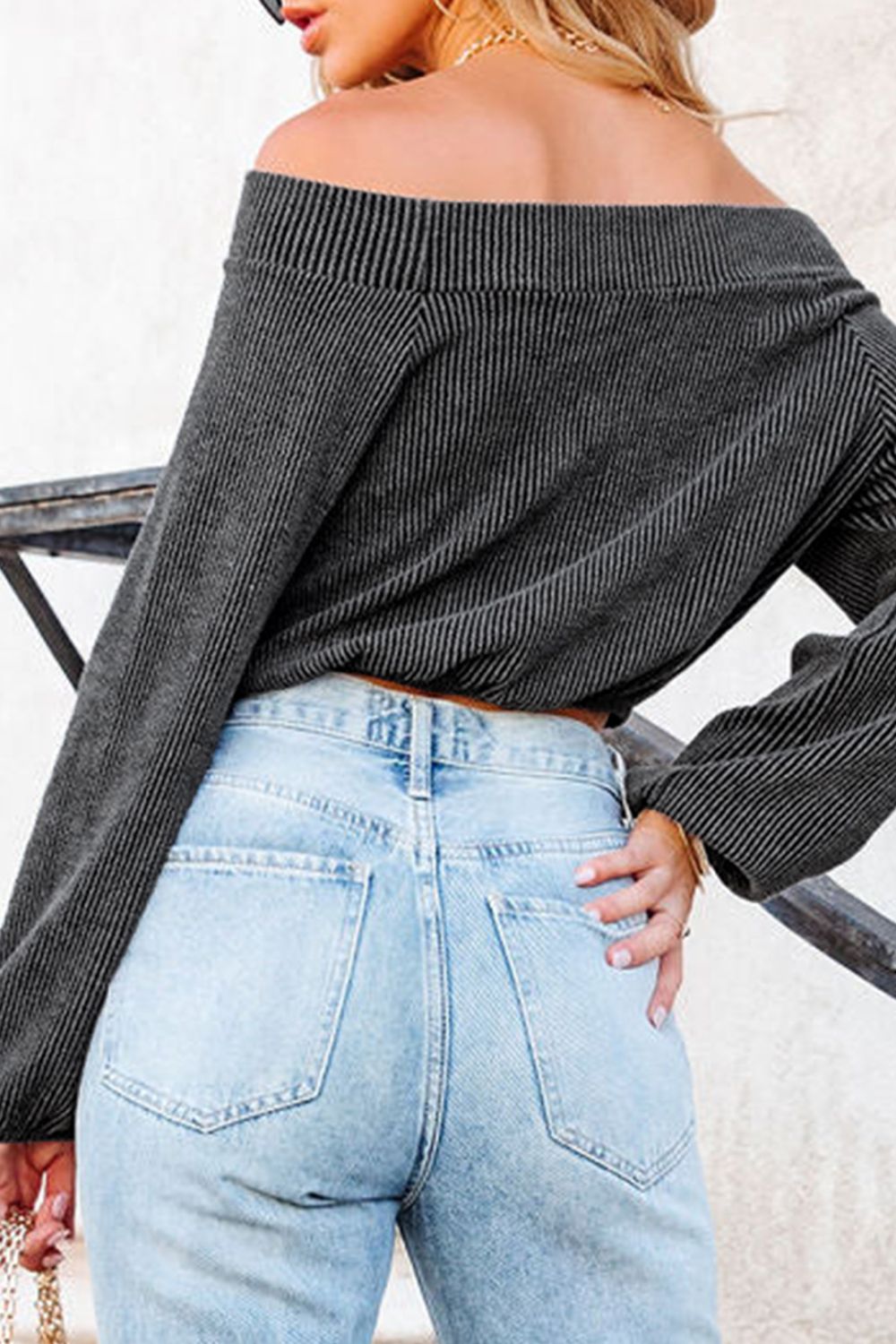 Off - Shoulder Long Sleeve Top - GirlyBayOff - Shoulder Long Sleeve Top100100141001395MDark GrayGirlyBayOff - Shoulder Long Sleeve Top