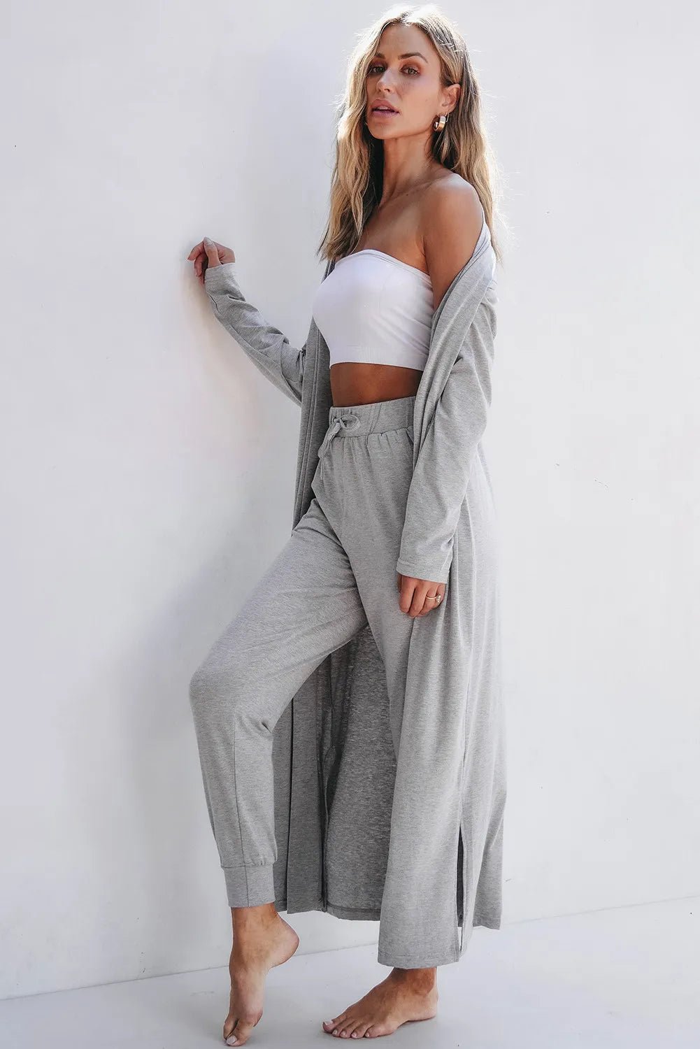 Open Front Long Sleeve Cardigan and Pants Lounge Set - GirlyBayLoungewear & UnderwearOpen Front Long Sleeve Cardigan and Pants Lounge Set100100933171629SGrayGirlyBayOpen Front Long Sleeve Cardigan and Pants Lounge Set