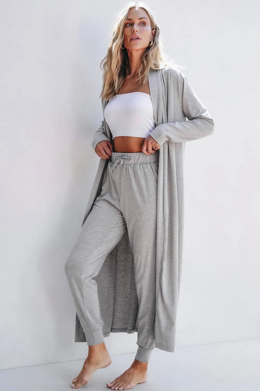 Open Front Long Sleeve Cardigan and Pants Lounge Set - GirlyBayLoungewear & UnderwearOpen Front Long Sleeve Cardigan and Pants Lounge Set100100933171629SGrayGirlyBayOpen Front Long Sleeve Cardigan and Pants Lounge Set