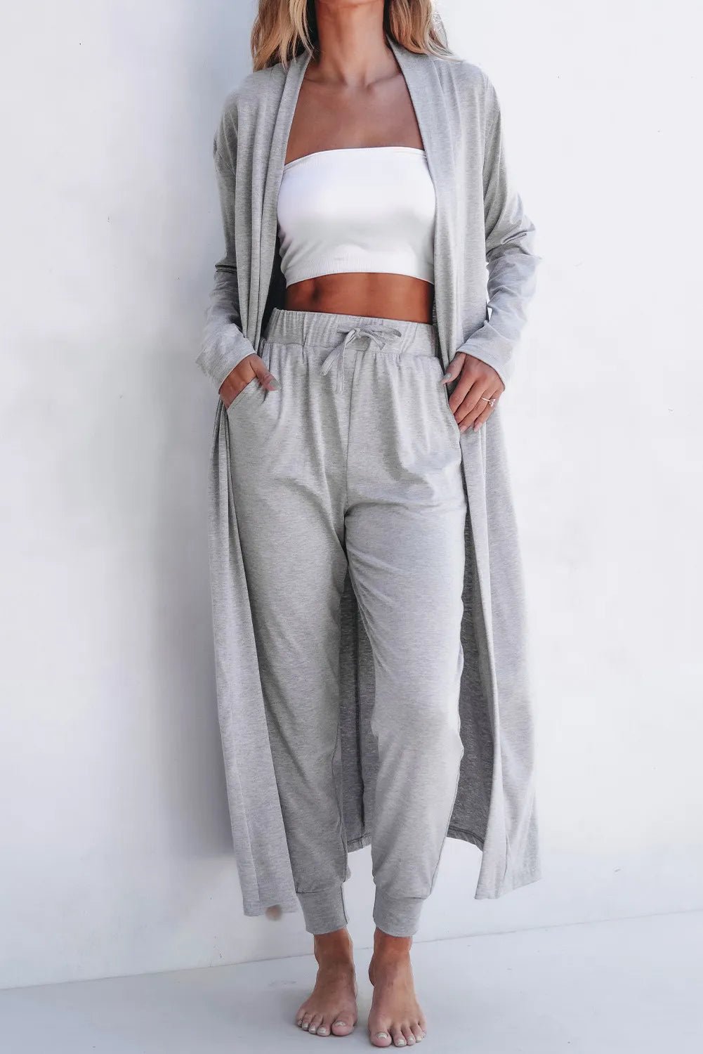 Open Front Long Sleeve Cardigan and Pants Lounge Set - GirlyBayLoungewear & UnderwearOpen Front Long Sleeve Cardigan and Pants Lounge Set100100933171629SGrayGirlyBayOpen Front Long Sleeve Cardigan and Pants Lounge Set