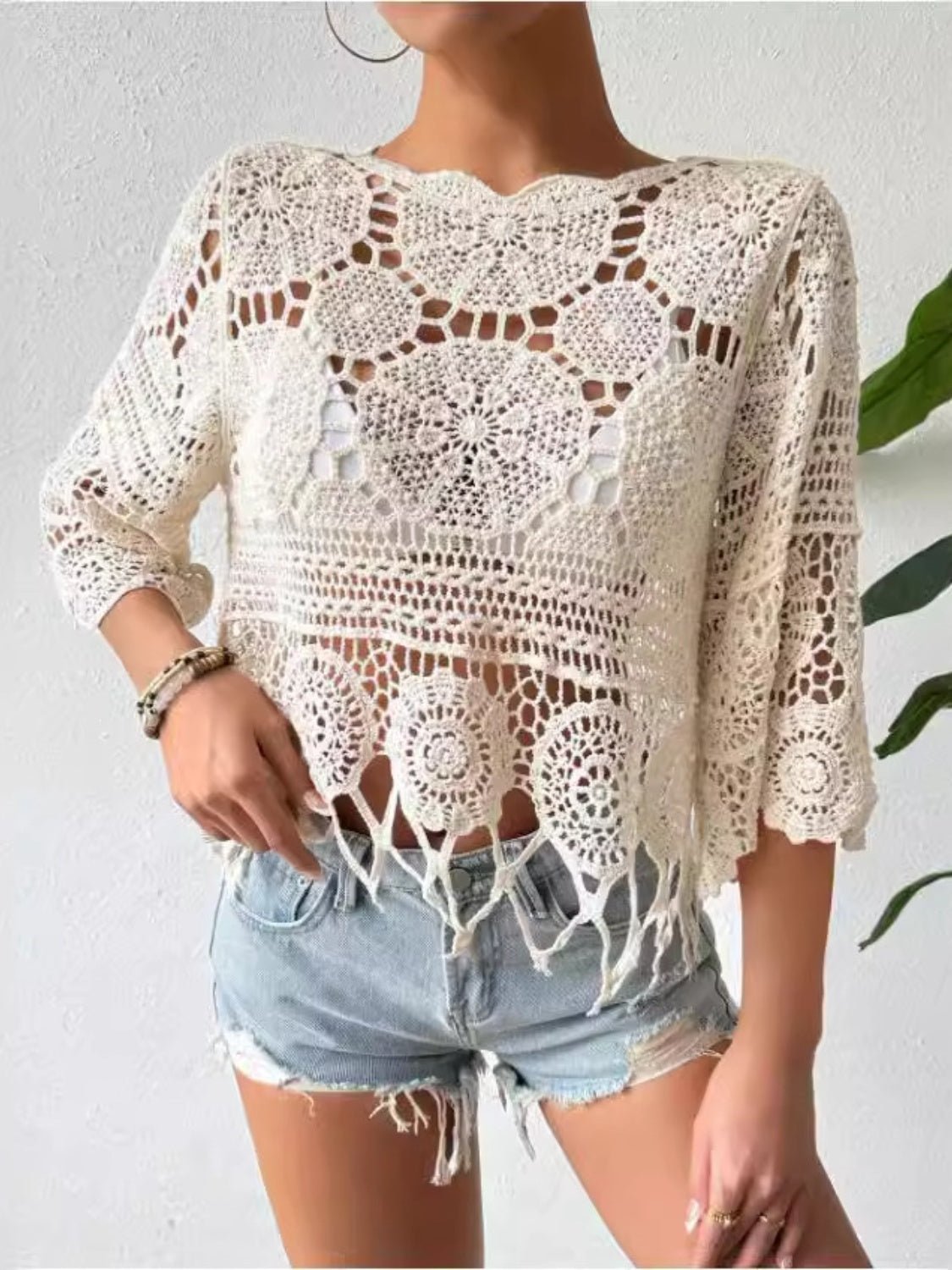 Round Neck Openwork Cover-Up - Stylish BeachwearCover UpsTrendsiGirlyBay100100961091334Dust StormOne SizeShip From Overseas