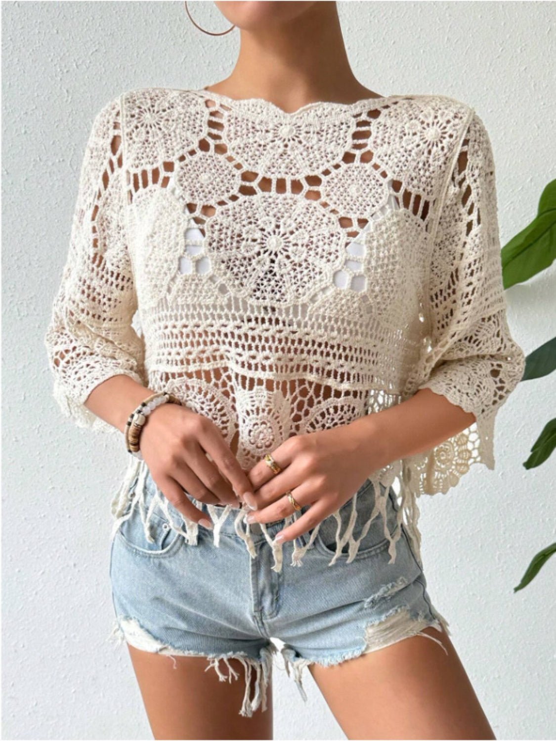 Round Neck Openwork Cover-Up - Stylish BeachwearCover UpsTrendsiGirlyBay100100961091334Dust StormOne SizeShip From Overseas