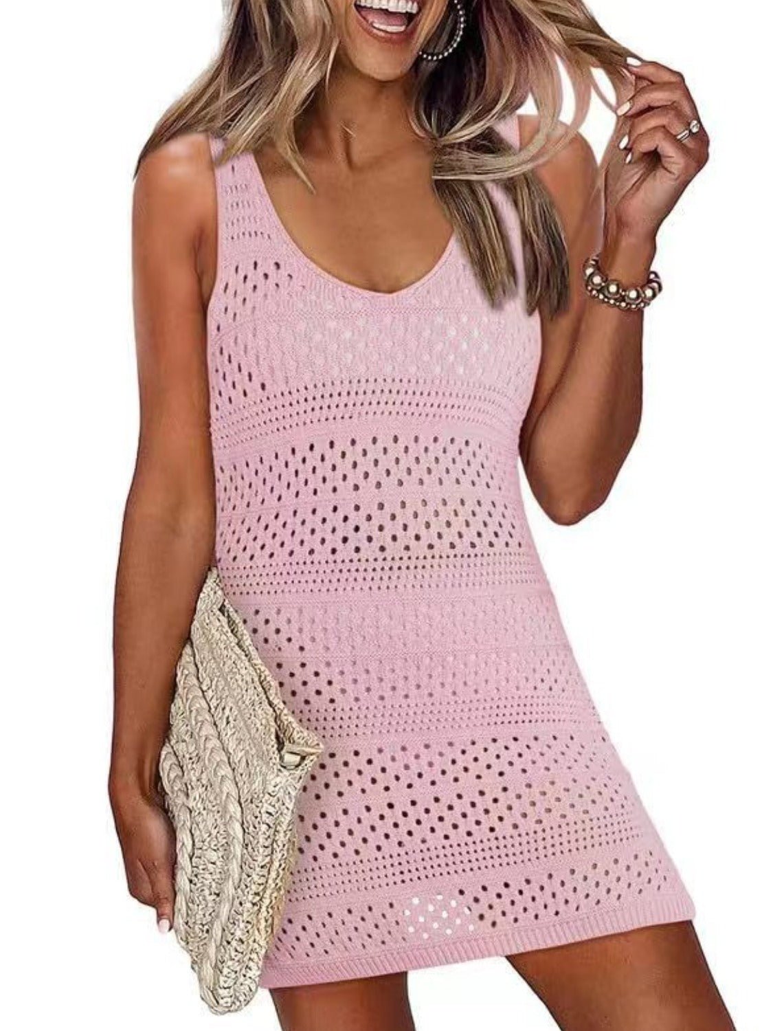 Chic Openwork Scoop Neck Cover UpCover UpsTrendsiGirlyBay100100198873869Dusty PinkSYh