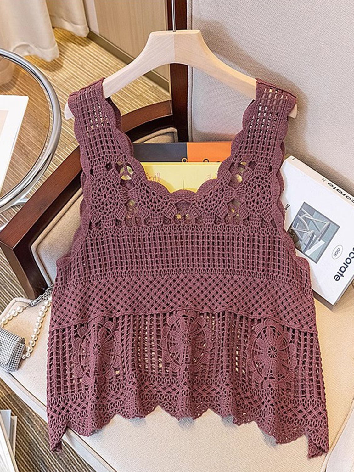 Openwork Scoop Neck Tank - GirlyBayOpenwork Scoop Neck Tank100100407524048One SizeDeep PurpleGirlyBayOpenwork Scoop Neck Tank