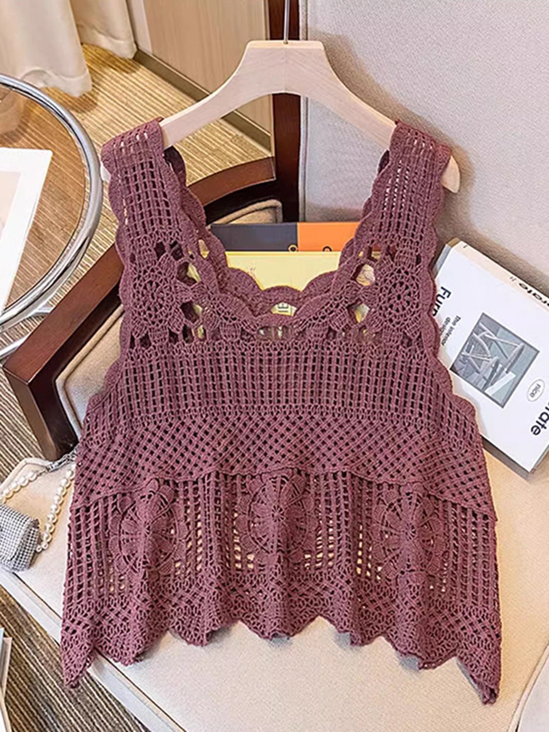 Openwork Scoop Neck Tank - GirlyBayOpenwork Scoop Neck Tank100100407524048One SizeDeep PurpleGirlyBayOpenwork Scoop Neck Tank