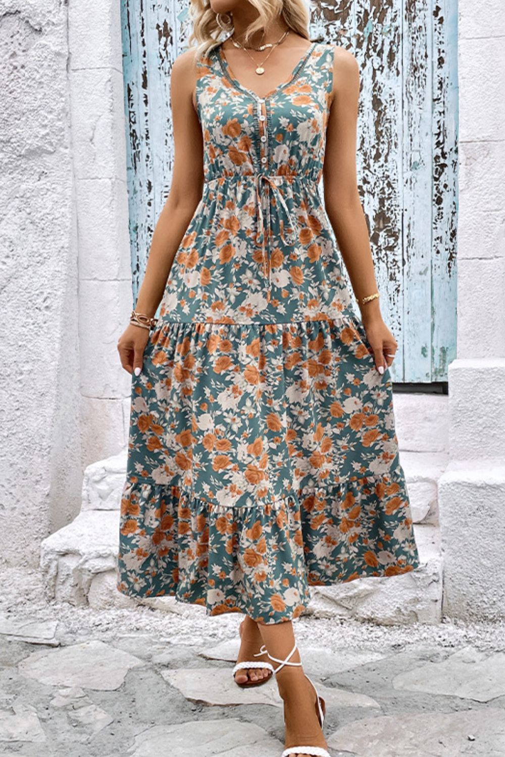 Perfee Floral V - Neck Tiered Sleeveless Dress - GirlyBayMaxi DressesPerfee Floral V - Neck Tiered Sleeveless Dress100100780949727SFloralGirlyBayPerfee Floral V - Neck Tiered Sleeveless Dress