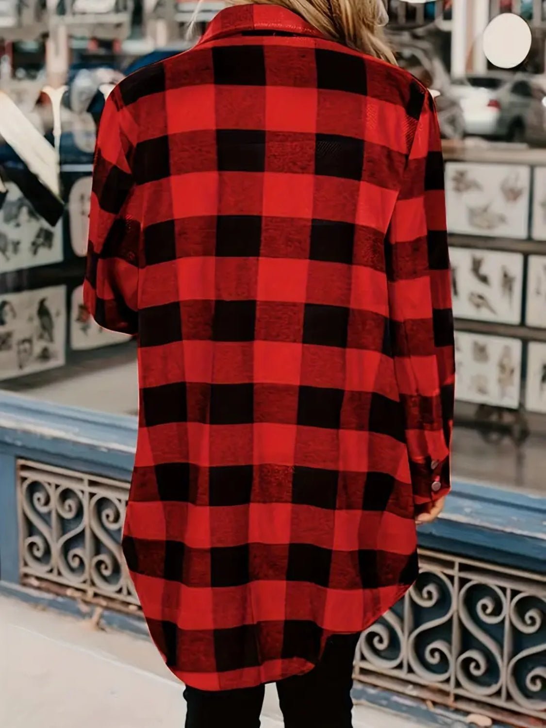 Plaid Collared Neck Snap Down Long Sleeve Jacket - GirlyBayOuterwearPlaid Collared Neck Snap Down Long Sleeve Jacket100100566911458SDeep RedGirlyBayPlaid Collared Neck Snap Down Long Sleeve Jacket