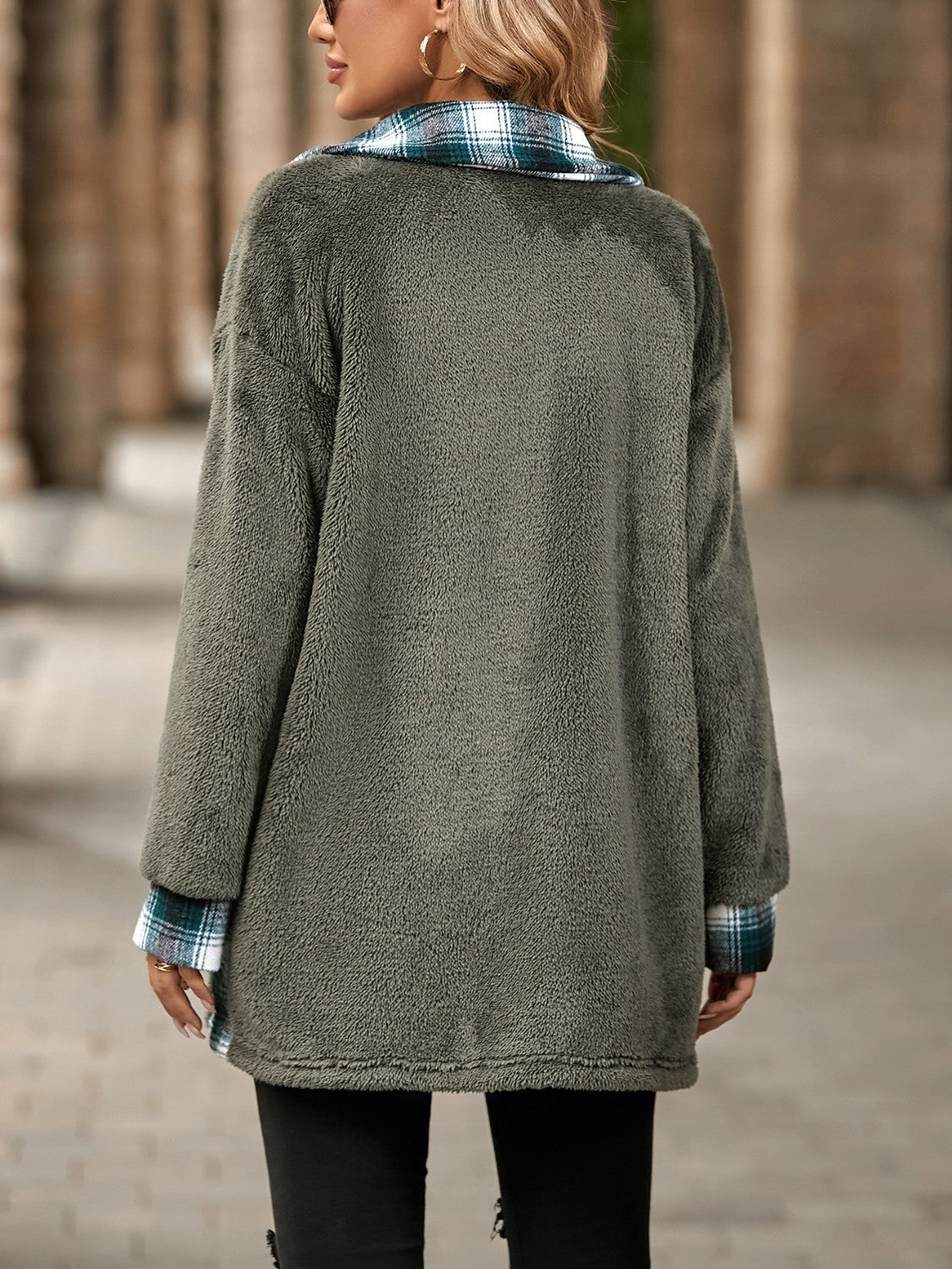 Plaid Contrast Dropped Shoulder Coat - GirlyBayOuterwearPlaid Contrast Dropped Shoulder Coat100100345059674SDark GrayGirlyBayPlaid Contrast Dropped Shoulder Coat