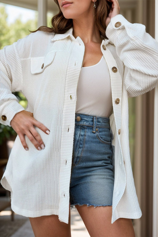 Plus Size Button Up Long Sleeve Jacket - GirlyBayPlus Size ClothesPlus Size Button Up Long Sleeve Jacket1001007736913771XLWhiteGirlyBayPlus Size Button Up Long Sleeve Jacket