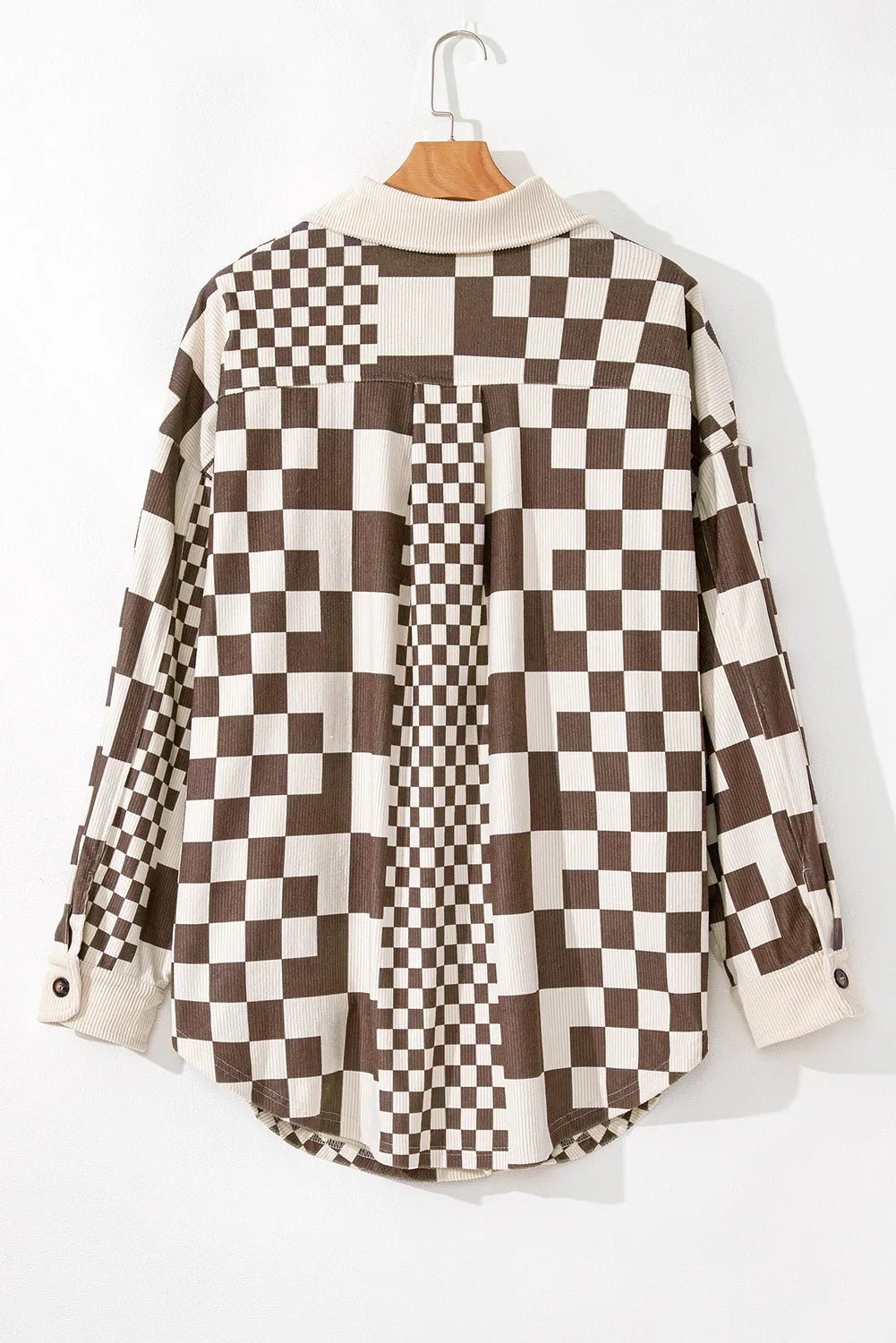 Plus Size Checkered Button Up Long Sleeve Jacket - GirlyBayPlus Size ClothesPlus Size Checkered Button Up Long Sleeve Jacket1001005199816371XLChocolateGirlyBayPlus Size Checkered Button Up Long Sleeve Jacket