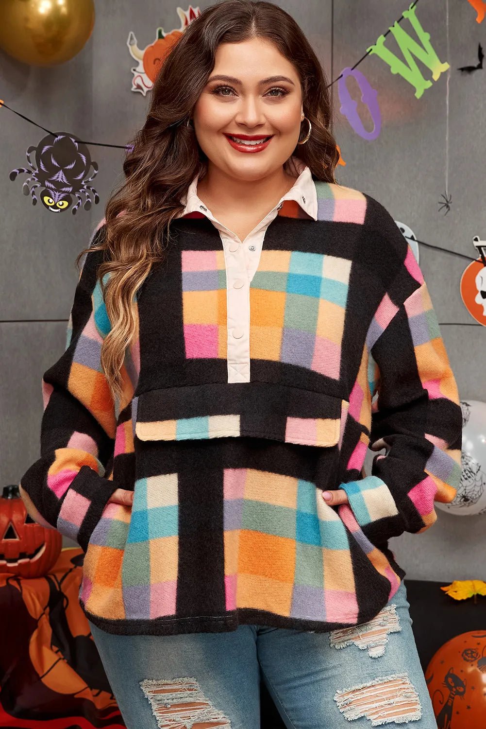 Plus Size Color Block Half Snap Long Sleeve Sweatshirt - GirlyBayPlus Size ClothesPlus Size Color Block Half Snap Long Sleeve Sweatshirt1001007475216131XLBlackGirlyBayPlus Size Color Block Half Snap Long Sleeve Sweatshirt