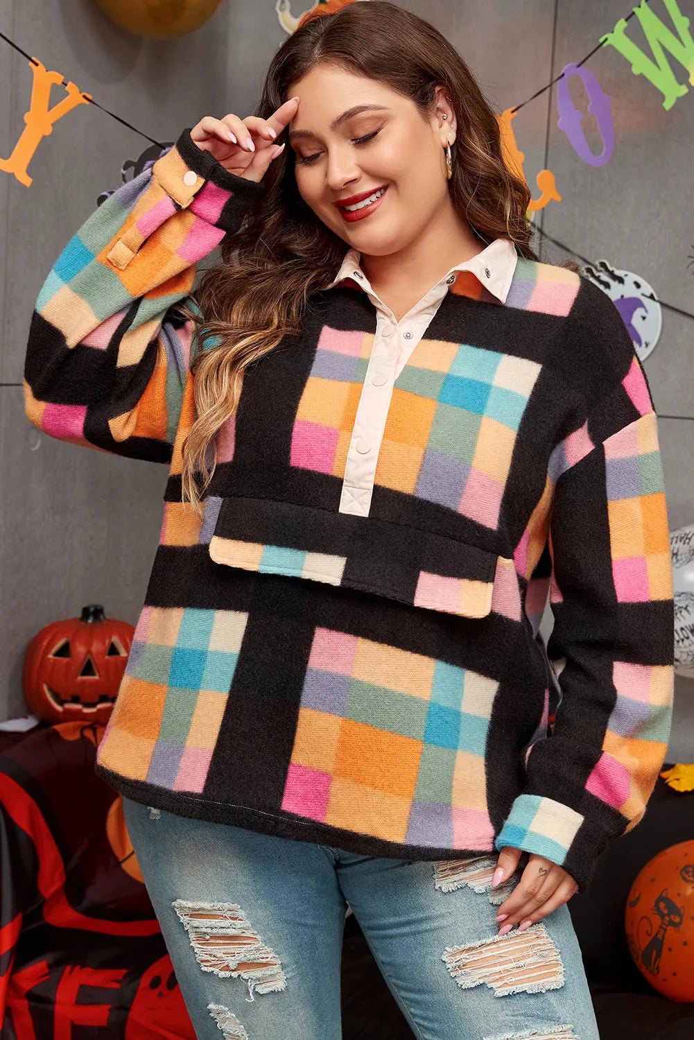 Plus Size Color Block Half Snap Long Sleeve Sweatshirt - GirlyBayPlus Size ClothesPlus Size Color Block Half Snap Long Sleeve Sweatshirt1001007475216131XLBlackGirlyBayPlus Size Color Block Half Snap Long Sleeve Sweatshirt