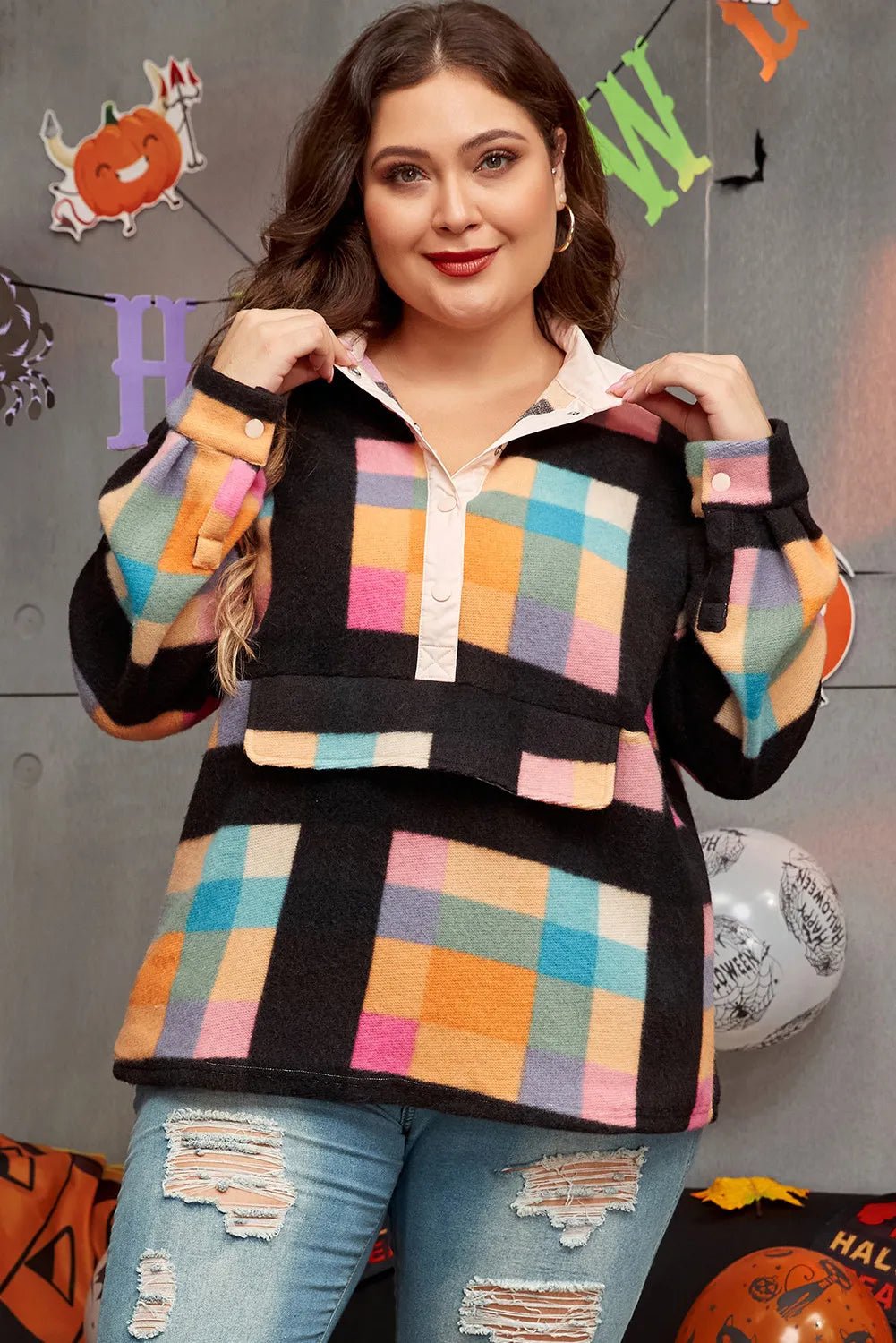 Plus Size Color Block Half Snap Long Sleeve Sweatshirt - GirlyBayPlus Size ClothesPlus Size Color Block Half Snap Long Sleeve Sweatshirt1001007475216131XLBlackGirlyBayPlus Size Color Block Half Snap Long Sleeve Sweatshirt