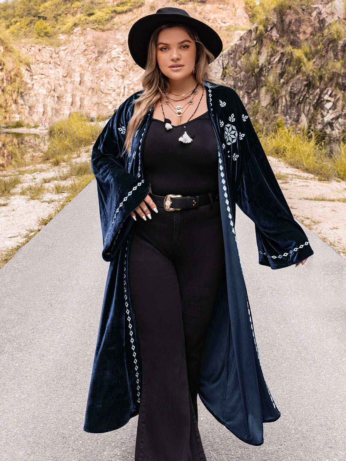 Plus Size Embroidery Open Front Long Sleeve Cardigan - GirlyBayOuterwearPlus Size Embroidery Open Front Long Sleeve Cardigan1001003279952810XLDark BlueGirlyBayPlus Size Embroidery Open Front Long Sleeve Cardigan