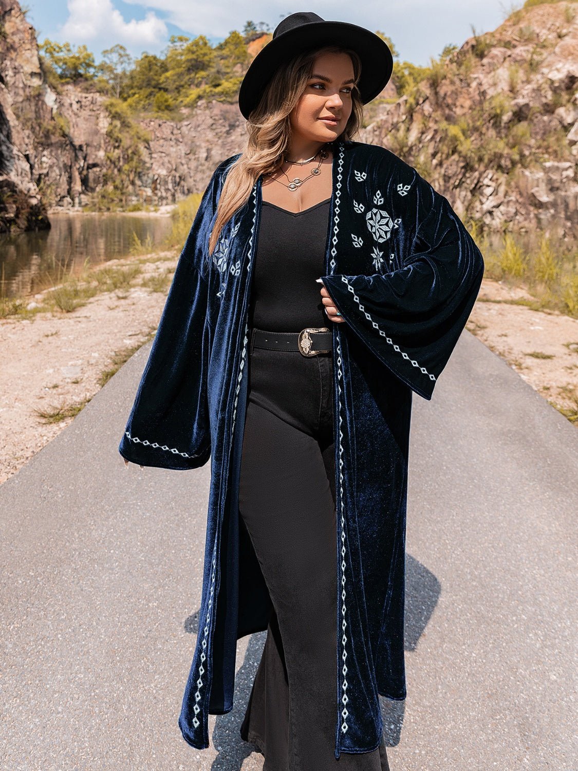 Plus Size Embroidery Open Front Long Sleeve Cardigan - GirlyBayOuterwearPlus Size Embroidery Open Front Long Sleeve Cardigan1001003279952810XLDark BlueGirlyBayPlus Size Embroidery Open Front Long Sleeve Cardigan