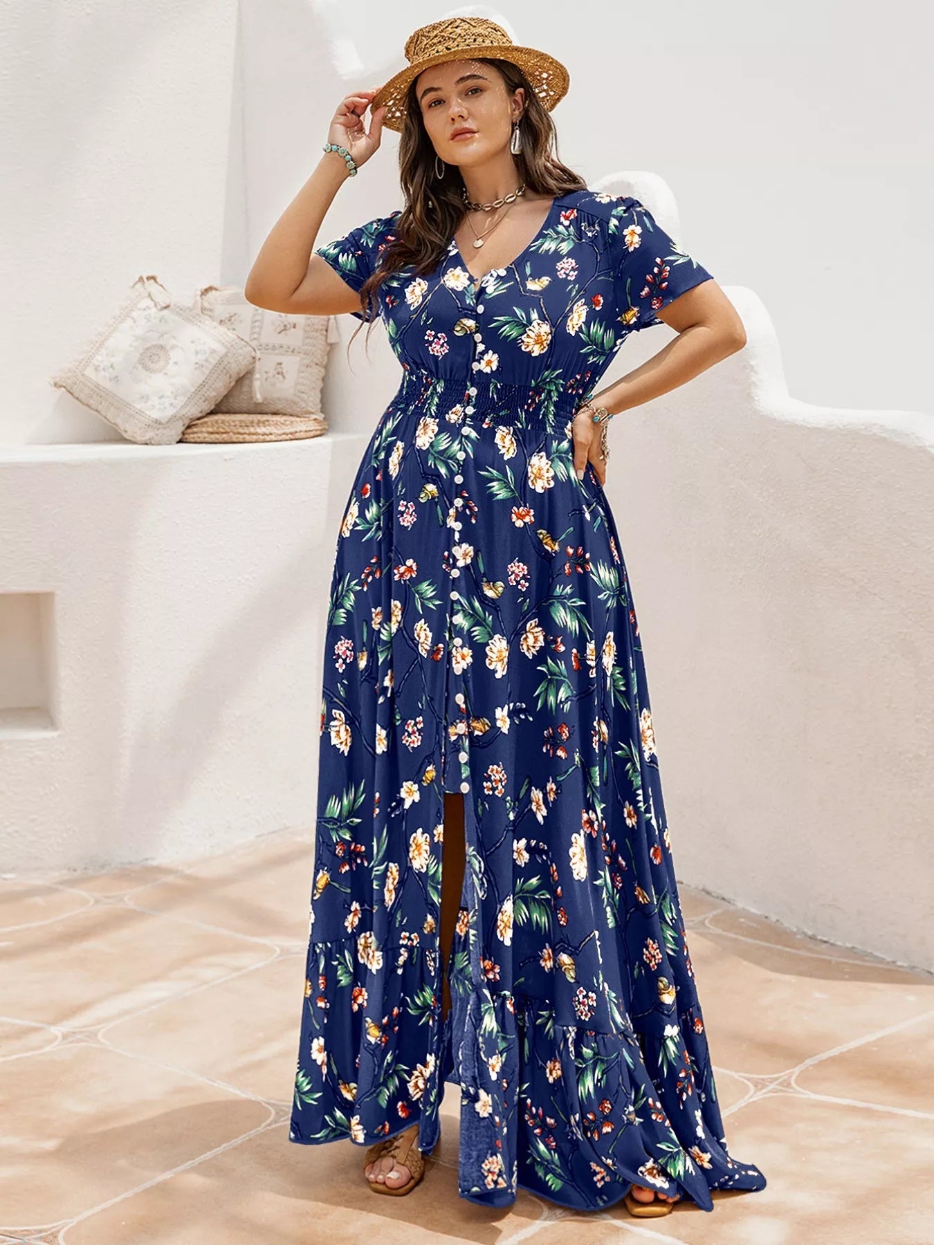 Plus Size Floral V - Neck Short Sleeve Maxi Dress - GirlyBayCasual Dresses4d108bfd - 227e - 401b - 99b8 - 2aebb93b6ae0 - Max - Origin1001007149914130XLDark BlueGirlyBay4d108bfd - 227e - 401b - 99b8 - 2aebb93b6ae0 - Max - OriginPlus Size Floral V - Neck Short Sleeve Maxi DressCasual DressesGirlyBay100100714991413