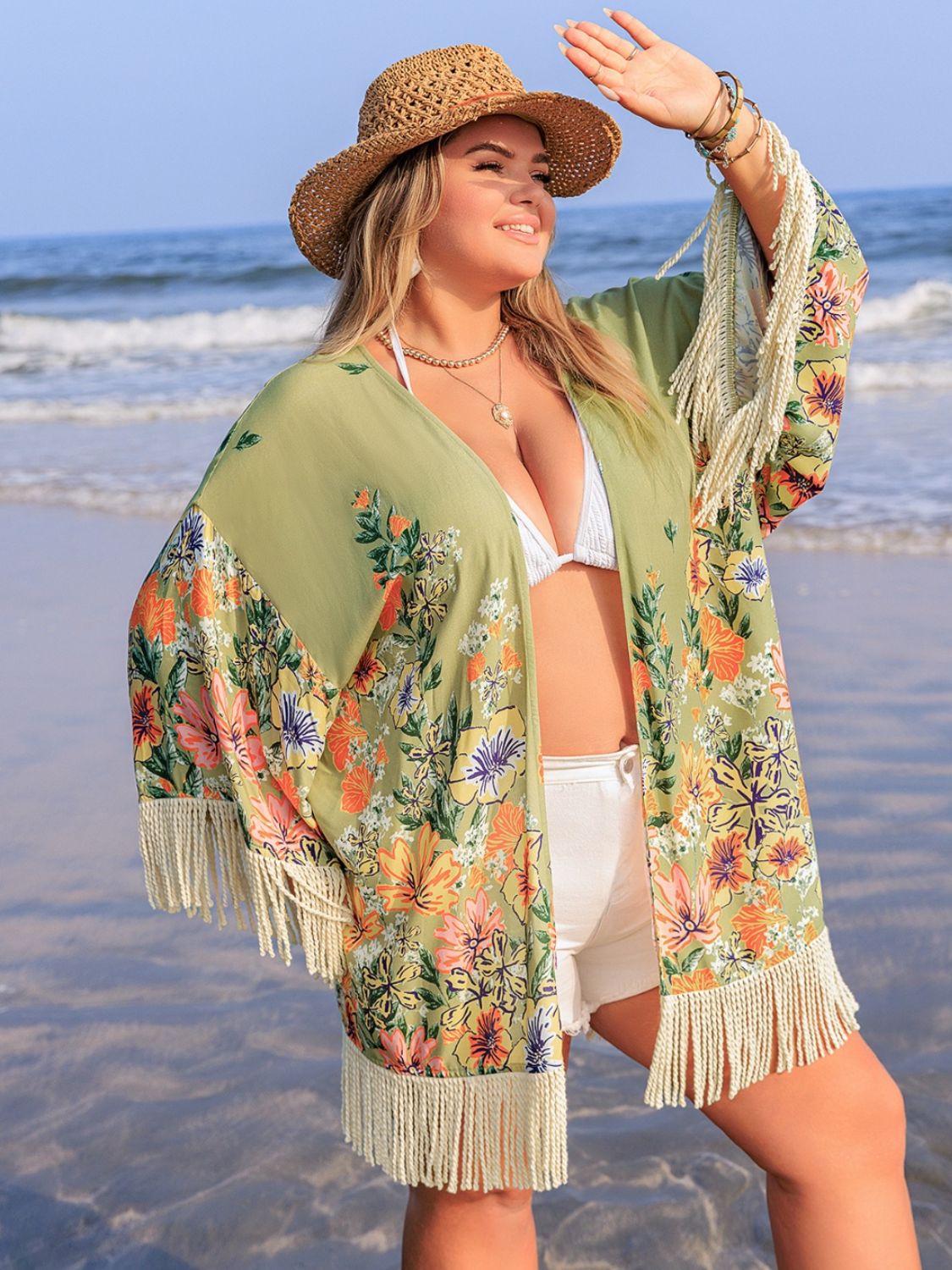 Plus Size Fringe Open Front Cover-UpCover UpsGirly BayGirlyBay100100282871907Sage0XLH.R.Z