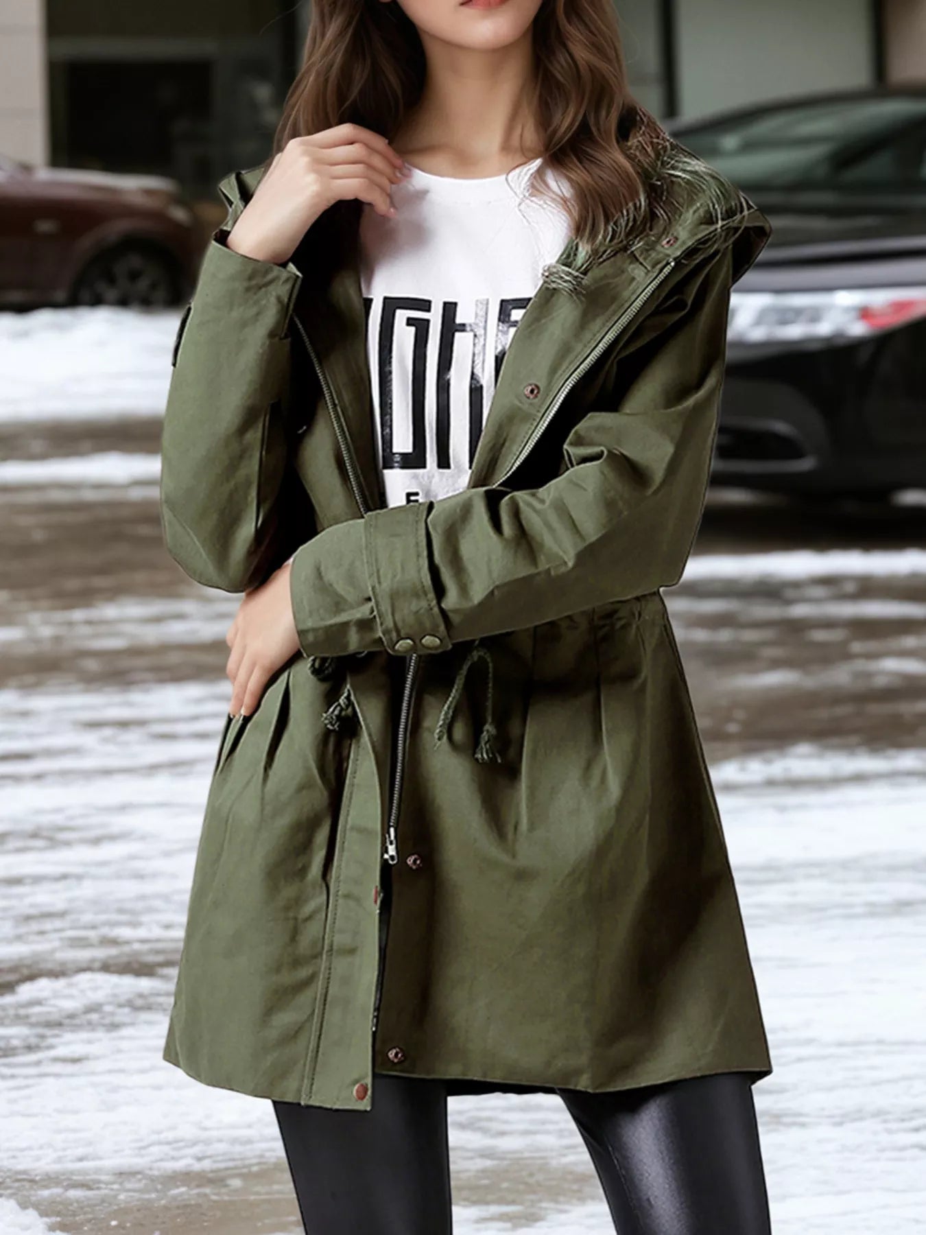 Plus Size Hooded Drawstring Waist Trench Coat - GirlyBayOuterwear596ce60d - 29a3 - 4dcf - 9b99 - 9f51bf6b70eb - Max - Origin1001006525894671XLArmy GreenGirlyBay596ce60d - 29a3 - 4dcf - 9b99 - 9f51bf6b70eb - Max - OriginPlus Size Hooded Drawstring Waist Trench CoatOuterwearGirlyBay100100652589467