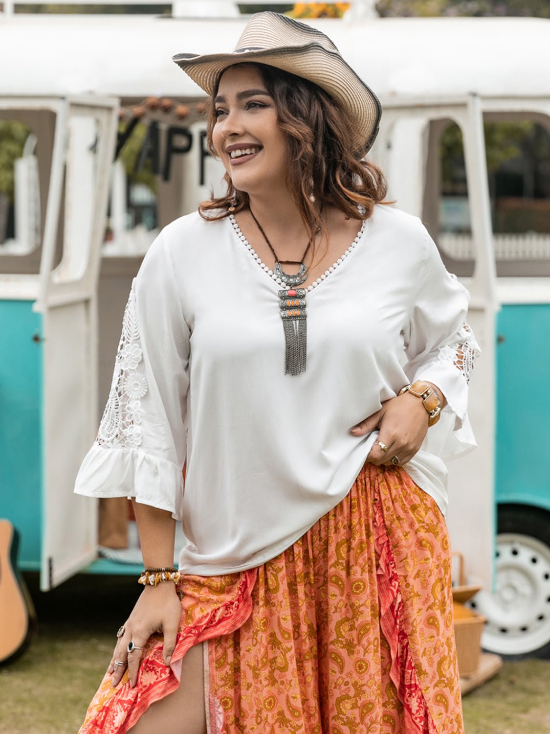 Plus Size Lace Detail V - Neck Three - Quarter Sleeve Blouse - GirlyBayPlus Size ClothesPlus Size Lace Detail V - Neck Three - Quarter Sleeve Blouse1001006264616240XLWhiteGirlyBayPlus Size Lace Detail V - Neck Three - Quarter Sleeve Blouse