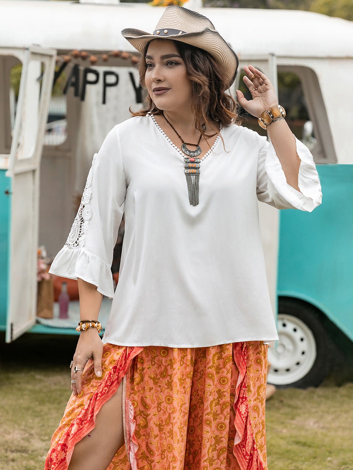 Plus Size Lace Detail V - Neck Three - Quarter Sleeve Blouse - GirlyBayPlus Size ClothesPlus Size Lace Detail V - Neck Three - Quarter Sleeve Blouse1001006264616240XLWhiteGirlyBayPlus Size Lace Detail V - Neck Three - Quarter Sleeve Blouse
