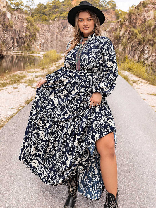 Plus Size Long Sleeve Maxi Dress - GirlyBayPlus Size Long Sleeve Maxi Dress1001016367902650XLDark NavyGirlyBayPlus Size Long Sleeve Maxi Dress