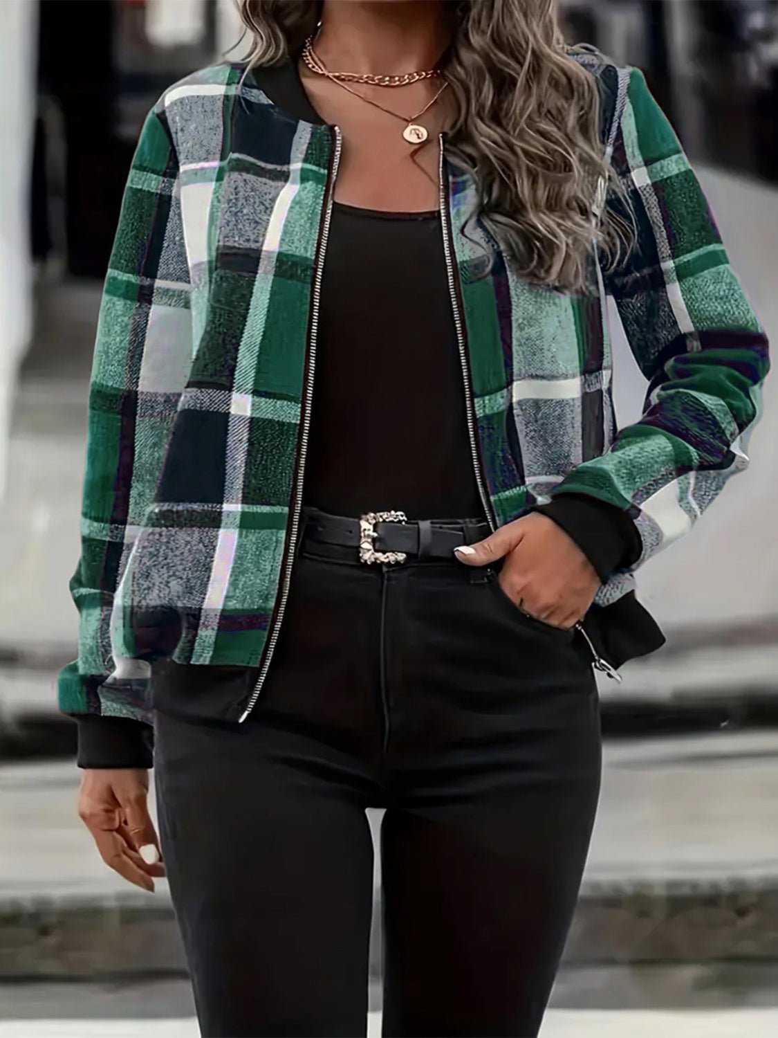 Plus Size Plaid Baseball Collar Zip Up Jacket - GirlyBayPlus Size ClothesPlus Size Plaid Baseball Collar Zip Up Jacket1001002161211221XLDark GreenGirlyBayPlus Size Plaid Baseball Collar Zip Up Jacket