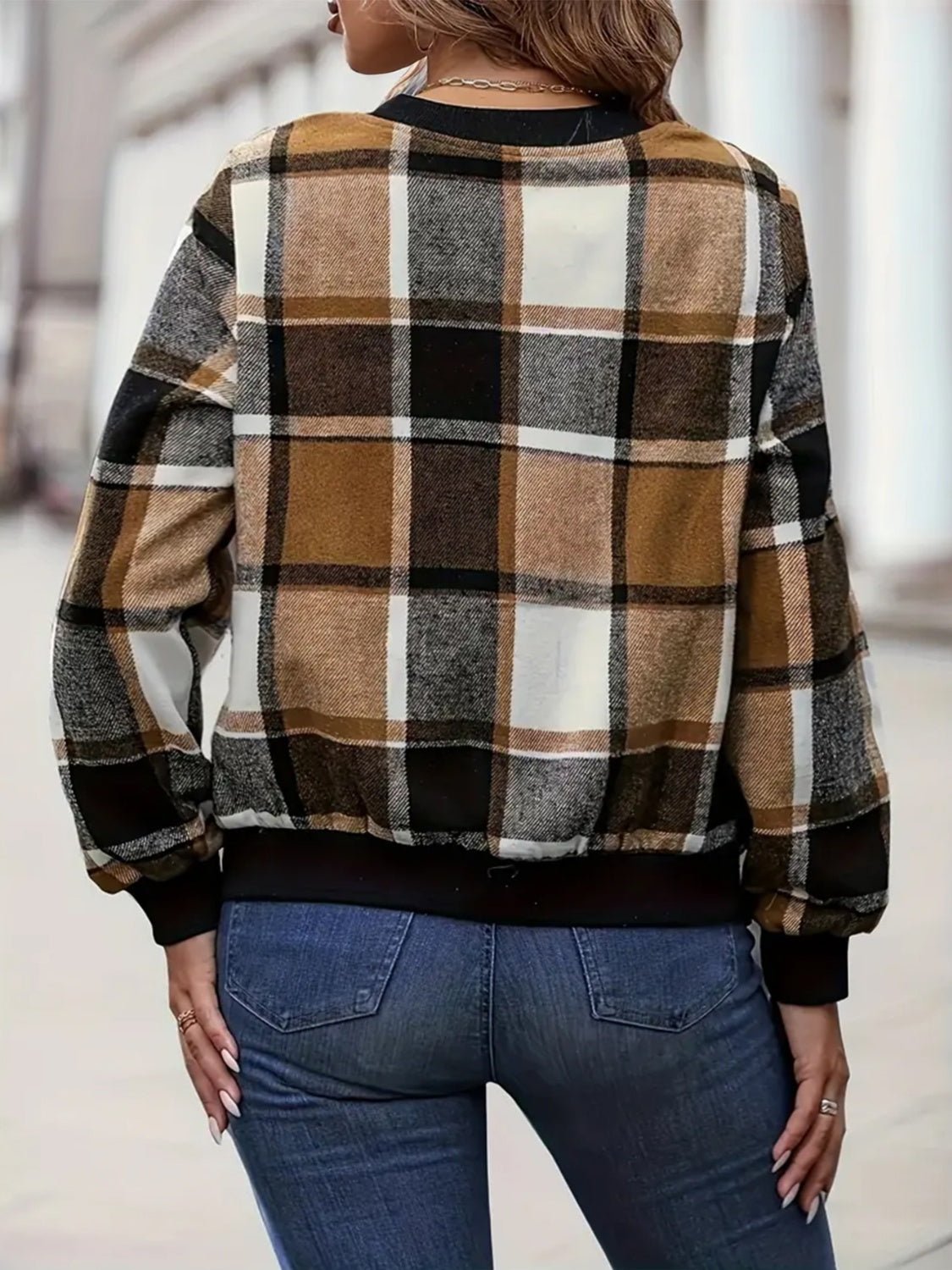 Plus Size Plaid Baseball Collar Zip Up Jacket - GirlyBayPlus Size ClothesPlus Size Plaid Baseball Collar Zip Up Jacket1001002161212351XLCaramelGirlyBayPlus Size Plaid Baseball Collar Zip Up Jacket